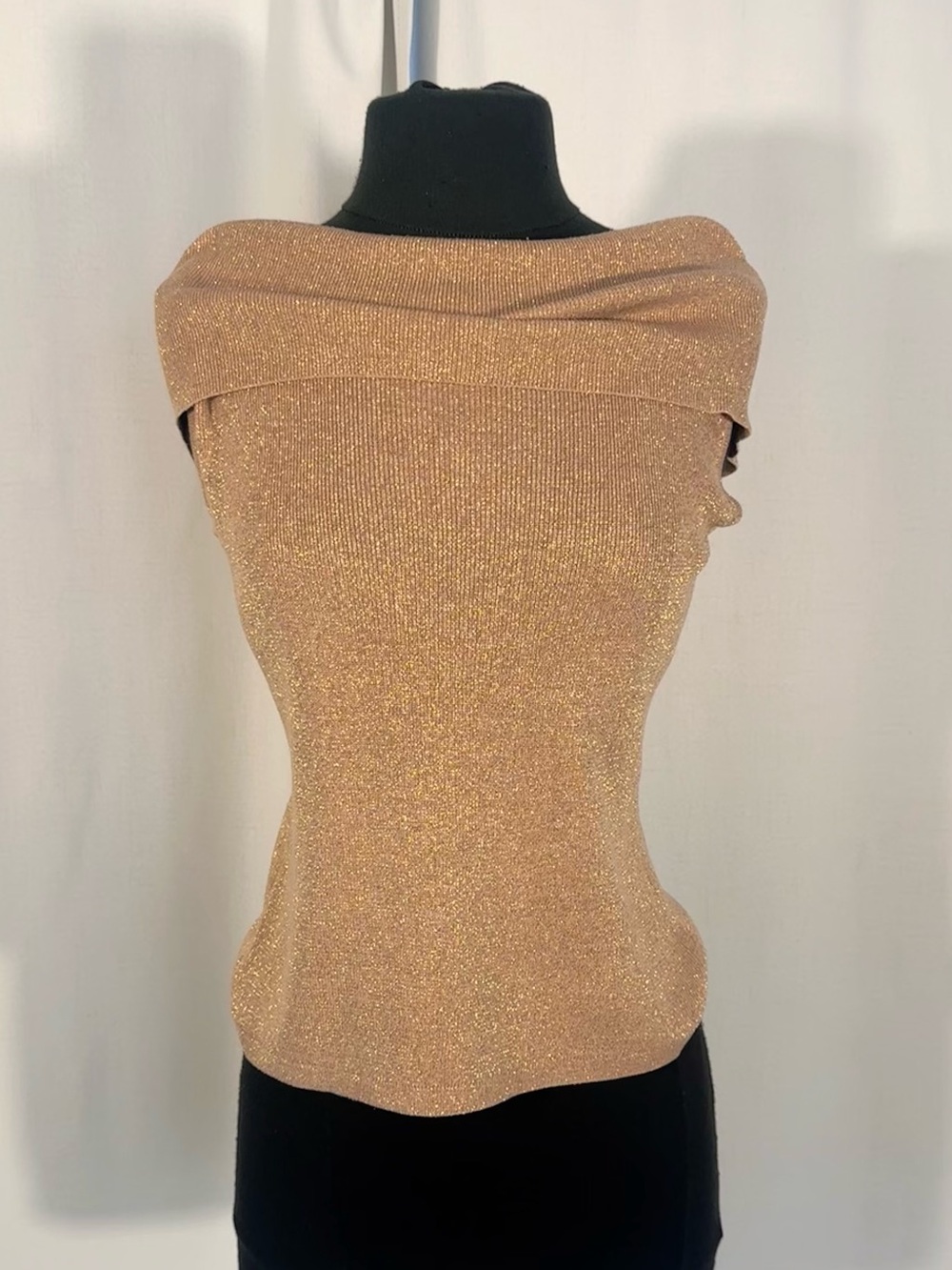 Vintage Joseph A. Silk Blend Gold Metallic Shimmer Top